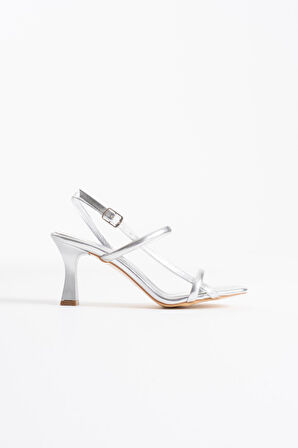 Monya Kadın Gümüş Topuklu Sandalet