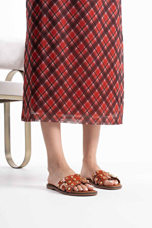 Loose Kiremit Hakiki Deri Terlik