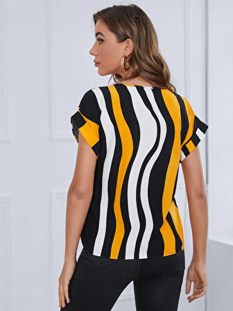Kadın Kısa Yarasa Kol Bisiklet Yaka Süprem Bluz