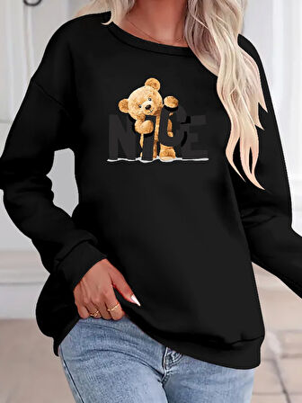 Kadın Uzun Kollu Bisiklet Yaka Viskon Iki Iplik Bluz