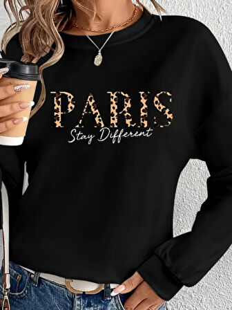 Kadın Uzun Kollu Bisiklet Yaka Desenli Viskon Iki Iplik Bluz