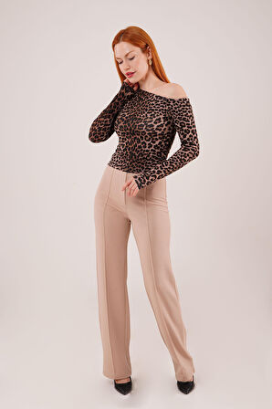 Ön Dikiş Detaylı Tek Düğme Taş Pantolon