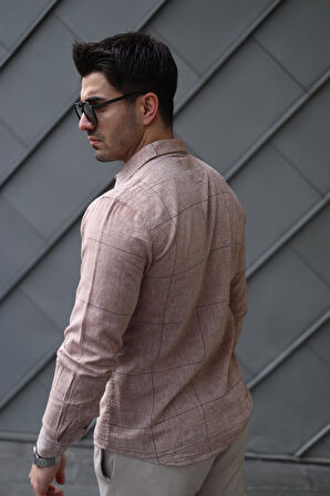 Erkek Pamuklu Keten Kumaş Gömlek