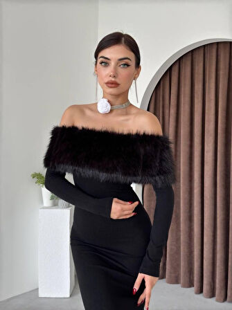 Bestia Straplez Tüy Detaylı Elbise