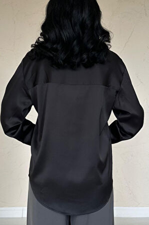 Siyah Saten Gömlek