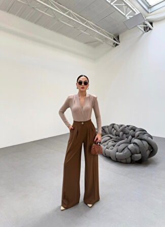 230 Gr Poly Viscose Full Lycra Pi̇leli̇ Palazzo Pantolon