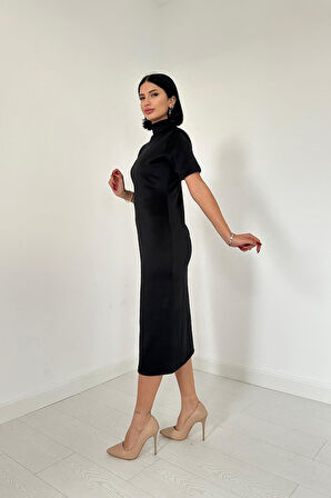 Siyah Balıkçı Yaka Elbise