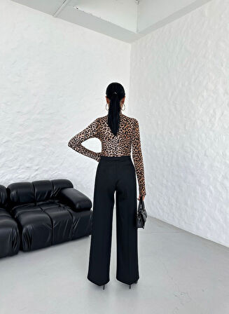 230 Gr Poly Viscose Lycra Metal Düğme Palazzo Pantolon