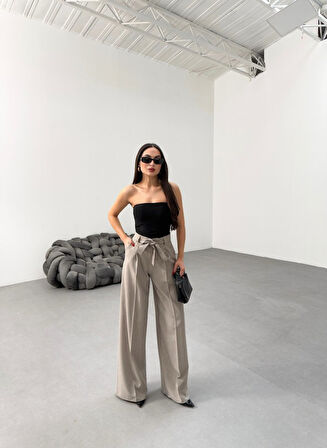 Sante Çi̇zgi̇li̇ Bel Kuşakli Palazzo Pantolon