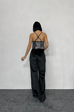 Gümüş Askılı Degaje Bluz