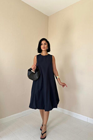 Lacivert Comfort Balon Elbise