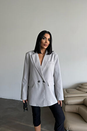 ARKASI YIRTMAÇ DETAYLI CEKET - Gri