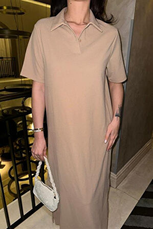 Manque Polo Yaka Yırtmaçlı Elbise 2689-8