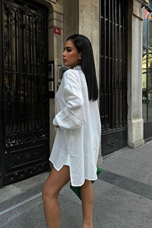 Alina Kol Cut Out Keten Gömlek 3252-08