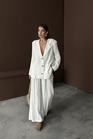 Beyaz Oversize Müslin Takım