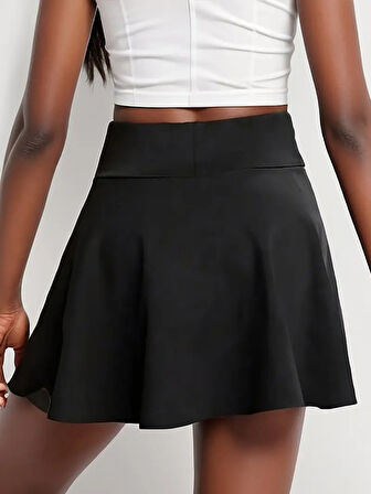 Kadın Yüksek Bel Cepli Sandy Short Etek