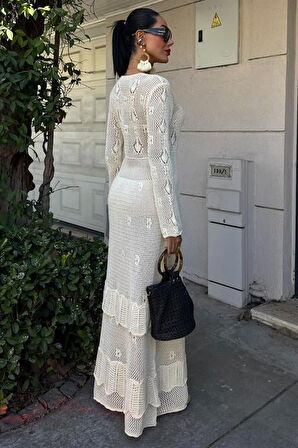 Düğme Detaylı Ve Kat Etekli Etnik Elbise 2859