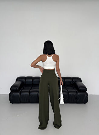 Üç Düğme Detayli Palazzo Pantolon