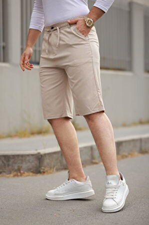 Erkek Beli Bağcıklı Ve Düğmeli Bezayağı Kumaş şort