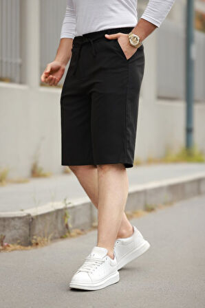 Erkek Beli Bağcıklı Ve Düğmeli Bezayağı Kumaş şort