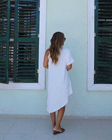 Kadın Tek Omuzu Açık Askılı Asimetrik Kesim Detaylı Bluz