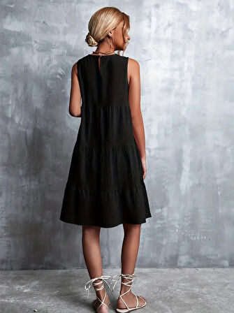 Kadın Sıfır Kol Bisiklet Yaka Aerobin Elbise