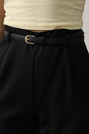 Kemer Pens Detaylı Pantolon - Siyah