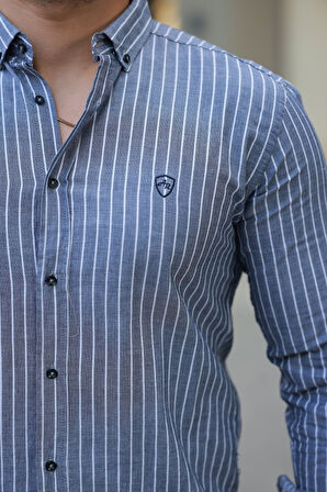 Erkek çizgili Uzun Kollu Gömlek