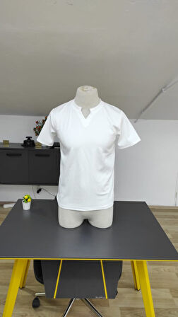 Erkek Kısa Kollu Bisiklet Yaka Burgu Bluz