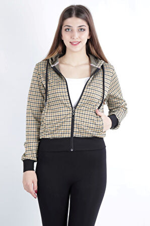 ALEXANDERGARDI KAPŞONLU CEPLI JAKARLI CROP HIRKA, EKRU (B20-158301)