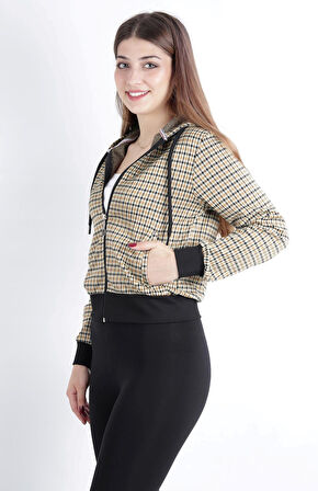 ALEXANDERGARDI KAPŞONLU CEPLI JAKARLI CROP HIRKA, EKRU (B20-158301)
