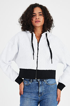 ALEXANDERGARDI KAPÜŞONLU POLAR CROP HIRKA (B23-36302-EKRU)
