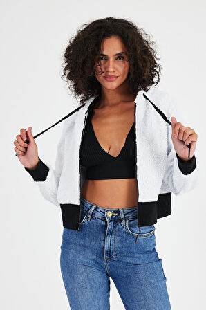 ALEXANDERGARDI KAPÜŞONLU POLAR CROP HIRKA (B23-36302-EKRU)