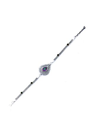 Damla Motifli El Işi Oksitli Telkari Bileklik