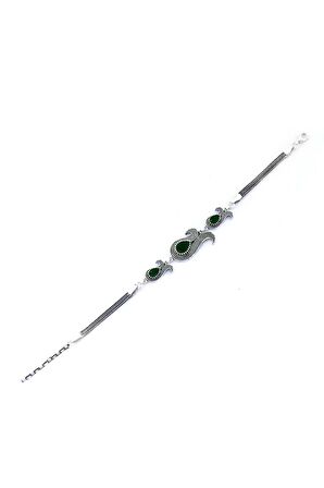 Lale Motifli El Işi Oksitli Telkari Bileklik