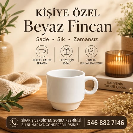 Kişiye Özel Fotoğraf ve İsim Baskılı Beyaz Fincan - Hediyelik Çay ve Kahve Fincanı