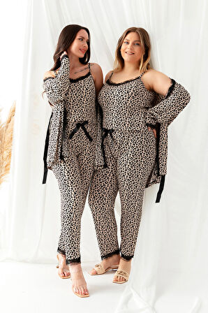 Sabahlıklı Dantel Detaylı Büyük Beden Pegasus Kadın Pijama Takımı-Çeyizlik Takım