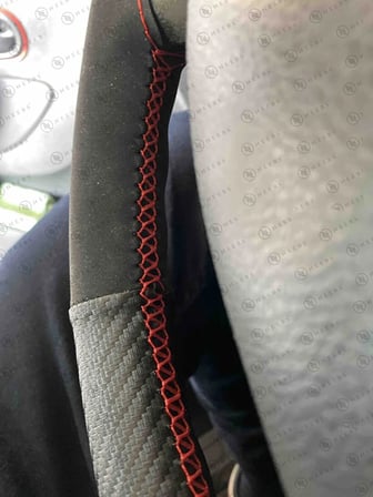 Honda Civic 2009 Direksiyon Kılıfı Alcantara Karbon Kırmızı Yüzük Kırmızı Dikiş