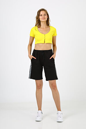 ALEXANDERGARDI DÜĞMELİ CROP T-SHİRT (B21-5025)