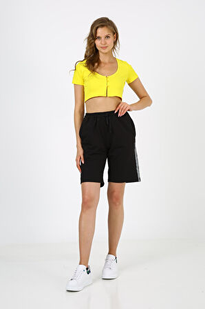 ALEXANDERGARDI DÜĞMELİ CROP T-SHİRT (B21-5025)
