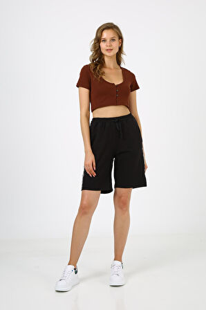 ALEXANDERGARDI DÜĞMELİ CROP T-SHİRT (B21-5025)