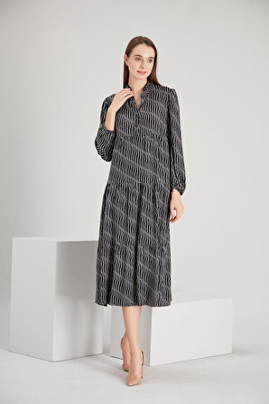 ALEXANDERGARDI YAKA DETAYLI DÜĞMELİ ELBİSE (B21-701909)