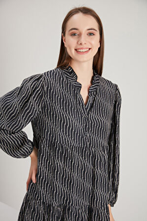 ALEXANDERGARDI YAKA DETAYLI DÜĞMELİ ELBİSE (B21-701909)