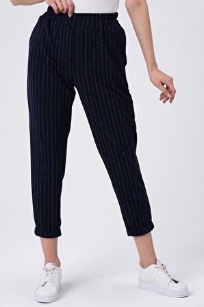 ALEXANDERGARDI BELİ LASTİKLİ ÇİZGİLİ PANTOLON (B22-136A)