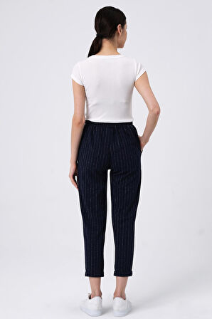 ALEXANDERGARDI BELİ LASTİKLİ ÇİZGİLİ PANTOLON (B22-136A)