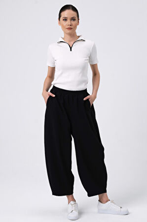 ALEXANDERGARDI BELİ LASTİKLİ BOL PAÇA PANTOLON (B22-14500)