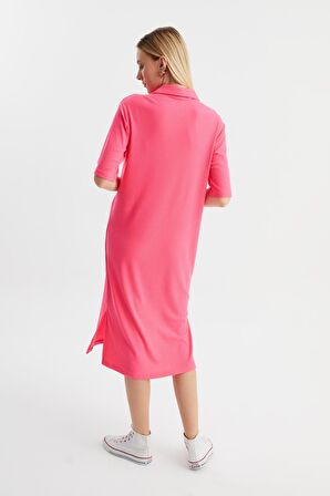 ALEXANDERGARDİ FİTİLLİ FERMUAR DETAYLI GÖMLEK YAKA ELBİSE (B23-00108)