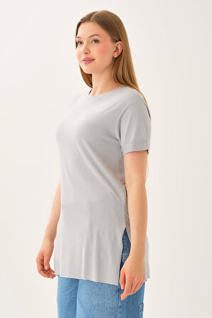 ALEXANDERGARDI BİSİKLET YAKA YANI YIRTMAÇLI T-SHİRT (B23-00113)