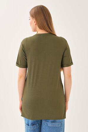 ALEXANDERGARDI BİSİKLET YAKA YANI YIRTMAÇLI T-SHİRT (B23-00113)