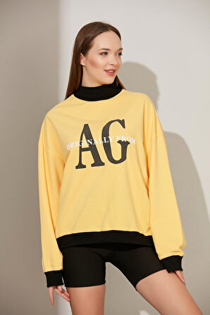 ALEXANDERGARDI YARIM BOĞAZLI BASKILI SWEATSHİRT (B22-36201)